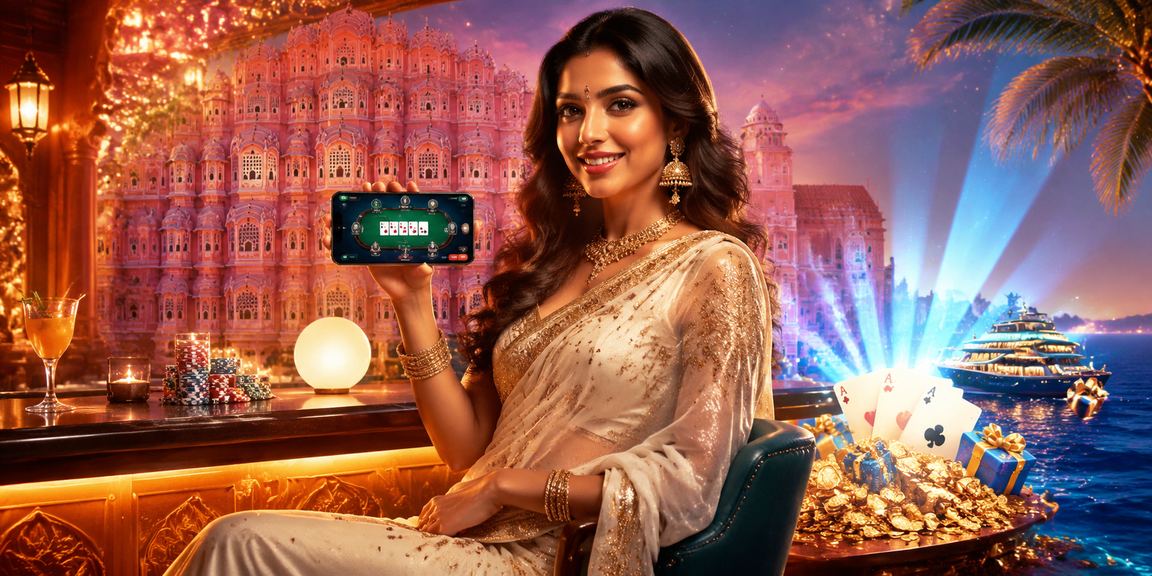 Jaipur Hawa Mahal with poker game scene behind
